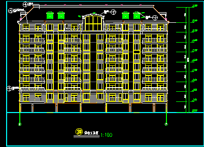 某市小区高层住宅楼建筑CAD平立面施工图-图二