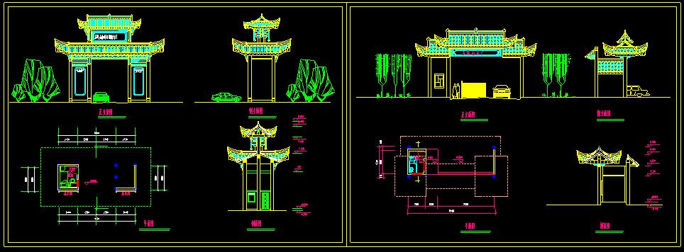 某公园大门设计方案cad平面施工图