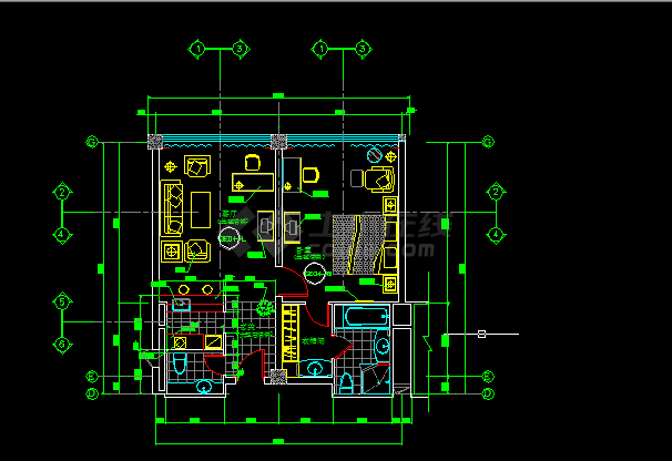 酒店客房建筑方案设计全套CAD平面图-图二