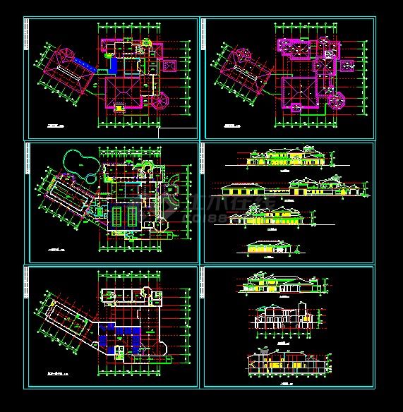 某会所建筑施工设计CAD详情全套图纸-图一