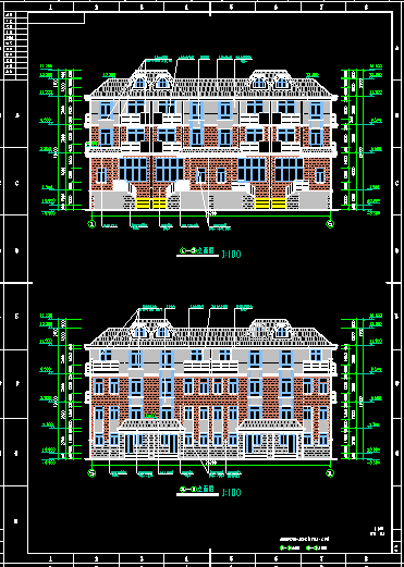经典实用联排别墅cad设计施工方案_图1
