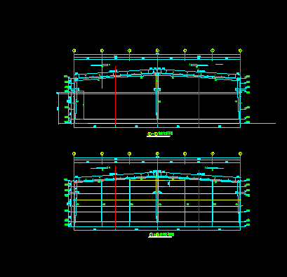 某公司机械钢结构工程设计CAD平剖面图-图二