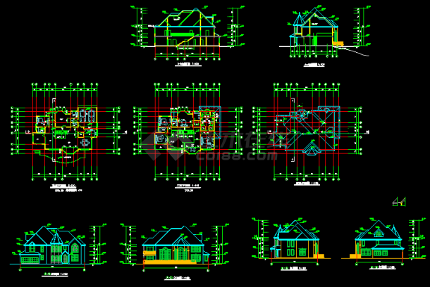某小区框架结构别墅CAD施工设计图-图一