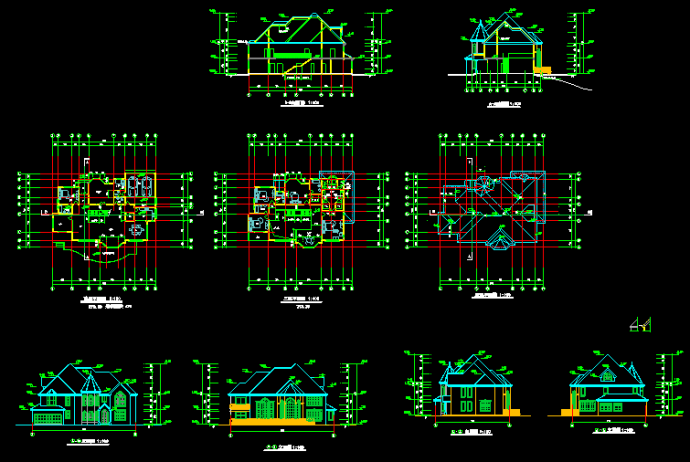 某小区框架结构别墅CAD施工设计图_图1