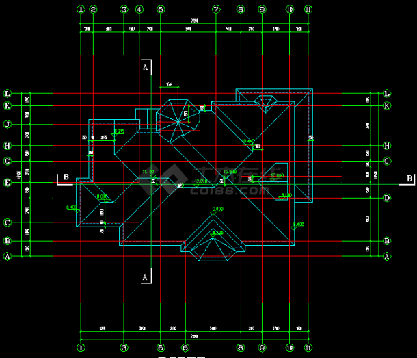 某小区框架结构别墅CAD施工设计图-图二