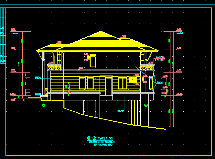 两层坡顶别墅建筑施工cad设计方案图纸-图二