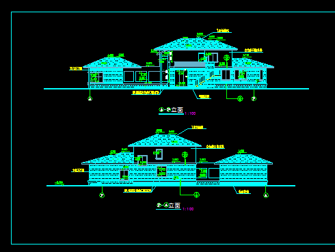 两层豪华别墅楼建筑施工cad设计方案图纸-图二