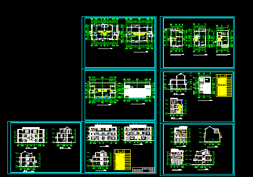 两套别墅楼建筑施工cad设计方案图纸_图1