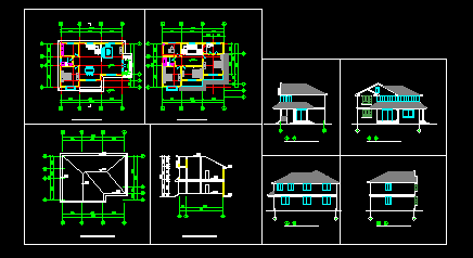 乡村别墅建筑施工cad设计方案详图