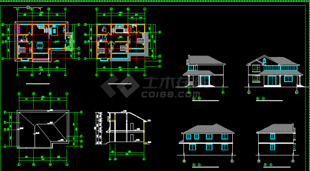 乡村别墅方案设计和施工全套CAD图纸-图一