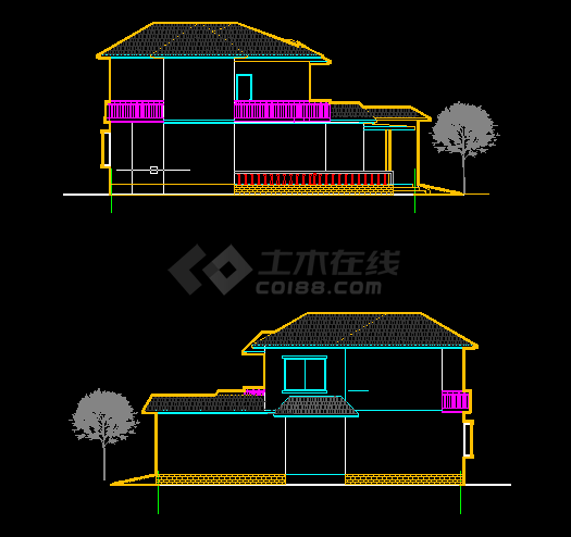 某小别墅设计方案及施工全套CAD图纸-图二