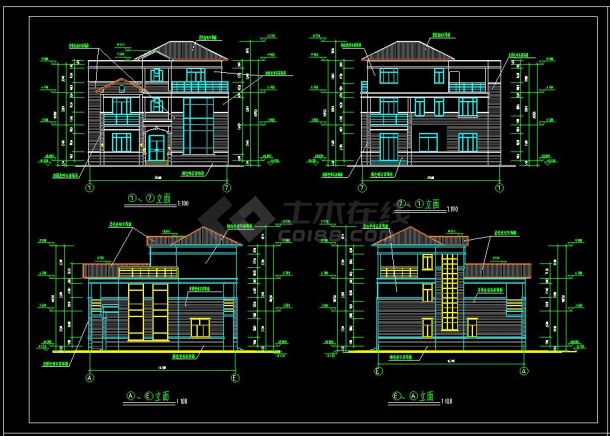 [新农村]2层田园式独栋别墅建筑cad设计施工图带含效果图-图二
