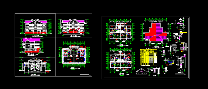 三层双拼别墅建筑施工cad设计方案图纸_图1