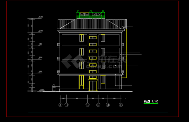 某5层住宅楼建筑施工cad设计方案详图-图二