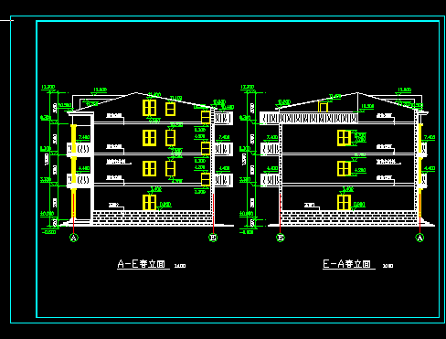 新农村住宅楼建筑施工cad设计方案详图-图二