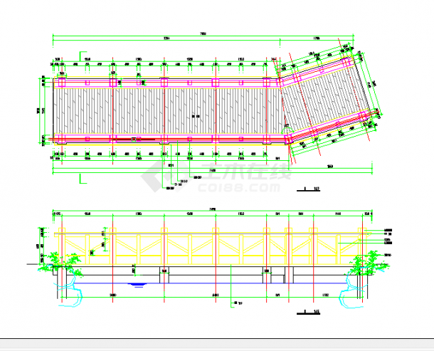 公园木桥建筑方案设计全套CAD图纸-图二