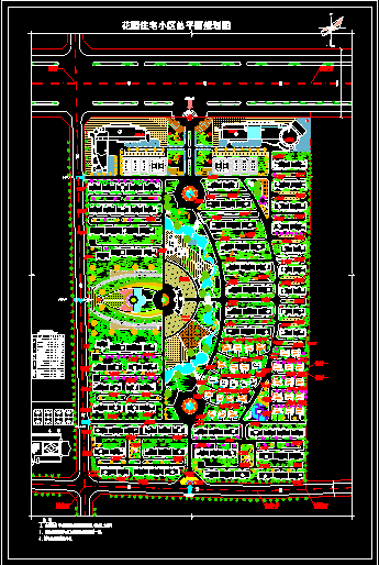 某花园住宅小区设计cad总平面施工方案图-图一