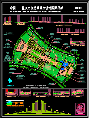 某城市设计国际招标cad总平面规划施工方案图-图一
