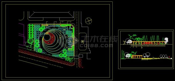 某小型广场环境规划及建筑规划cad设计平面施工图-图一