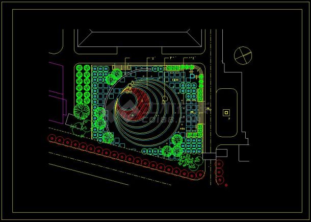 某小型广场环境规划及建筑规划cad设计平面施工图-图二