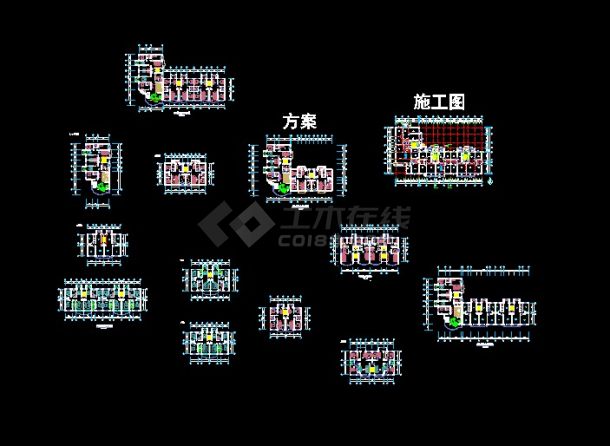 某六栋楼的方案设计CAD详情图纸-图一