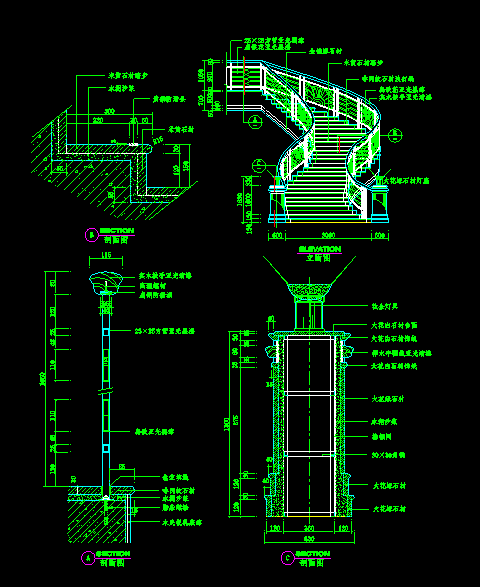 别墅建筑CAD楼梯设计施工方案图纸-图一