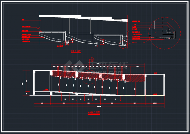 某大学阶梯大会议室设计施工CAD图-图二