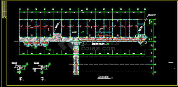 某地区教学楼建筑结构CAD平面图纸-图二