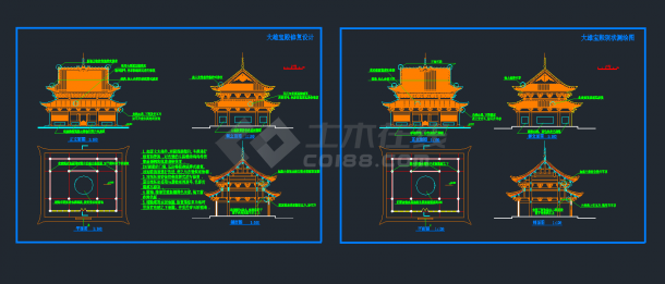 某寺庙大雄宝殿设计施工CAD图纸-图一