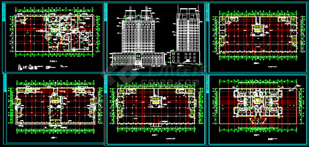 吉林省高层博士后公寓平面图户型图侧立面CAD建筑方案图纸-图一