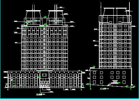 吉林省高层博士后公寓平面图户型图侧立面CAD建筑方案图纸-图二