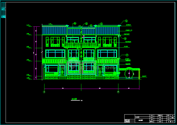 某高档别墅建筑施工CAD方案设计图-图二