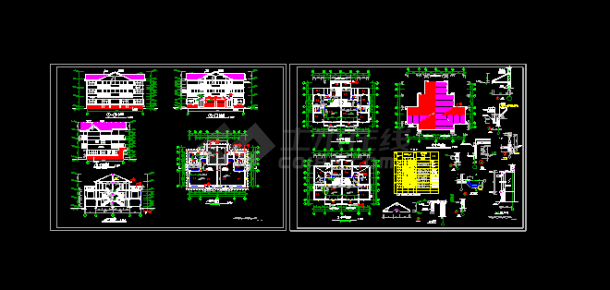 三层双拼别墅施工设计CAD建筑施工图-图一