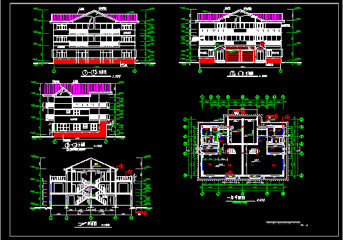 三层双拼别墅施工设计CAD建筑施工图-图二