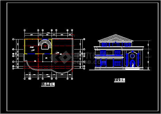 12个别墅建筑施工CAD设计方案图纸-图二