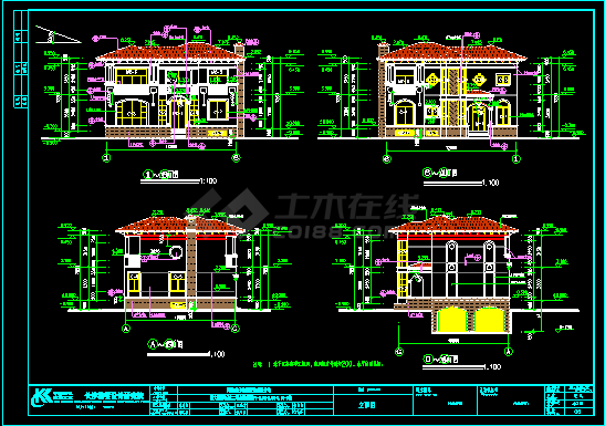 合院别墅施工设计CAD建筑全套方案图-图二