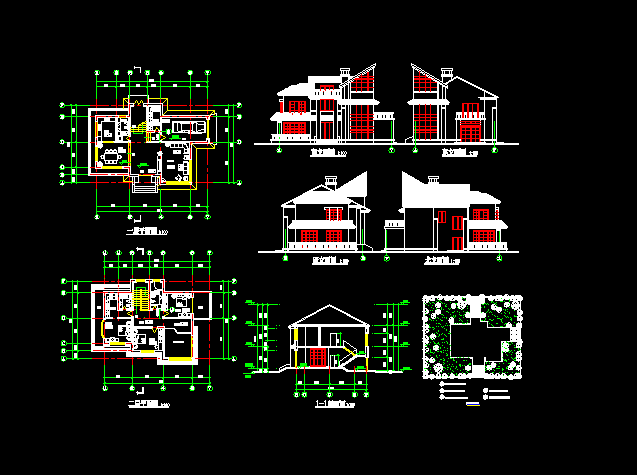 农村豪华别墅建筑设计全套CAD图纸_图1