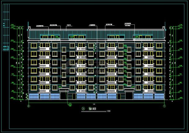多层住宅建筑的cad平面设计平立剖图-图二