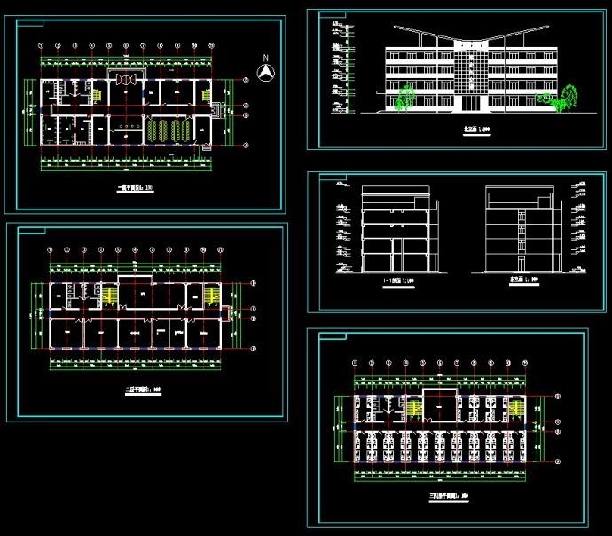 现代化高档四层综合办公楼CAD设计齐全图纸_图1