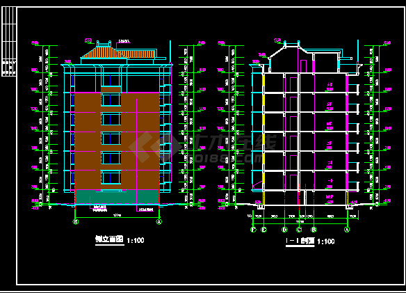 多层公寓建筑cad平立面设计施工图-图二