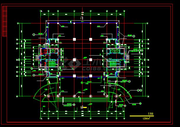 高层办公建筑方案设计全套CAD图纸-图二
