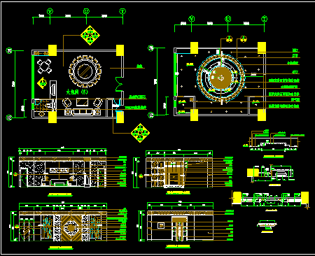 餐厅包间、总服务台施工设计CAD详图-图二