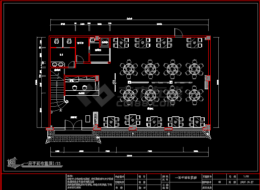 川菜馆装修施工设计CAD平面方案图-图二