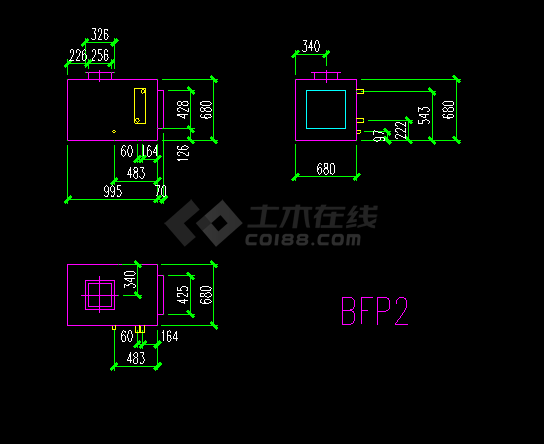 bf-dbff各型号空调机组尺寸集合cad方案图纸-图二