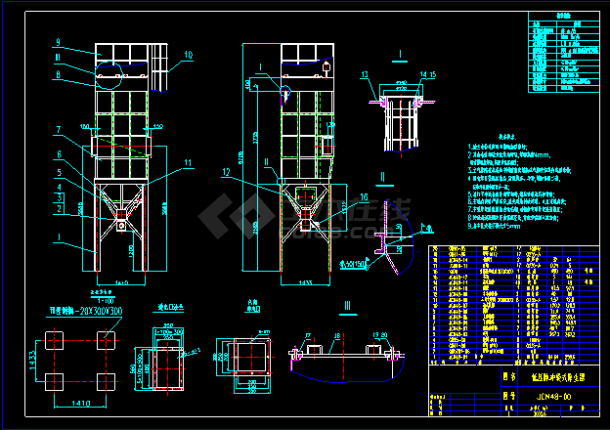 CM48-2-2700脉冲袋式除尘器安装CAD大详图-图二