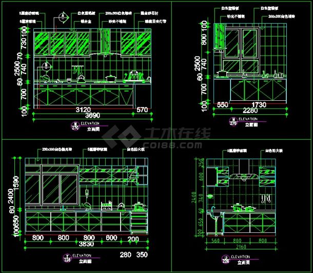 厨房装修cad立面设计施工大样图纸-图一