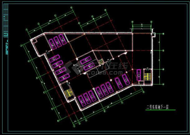 某小区地下车库的cad平面设计方案图-图二