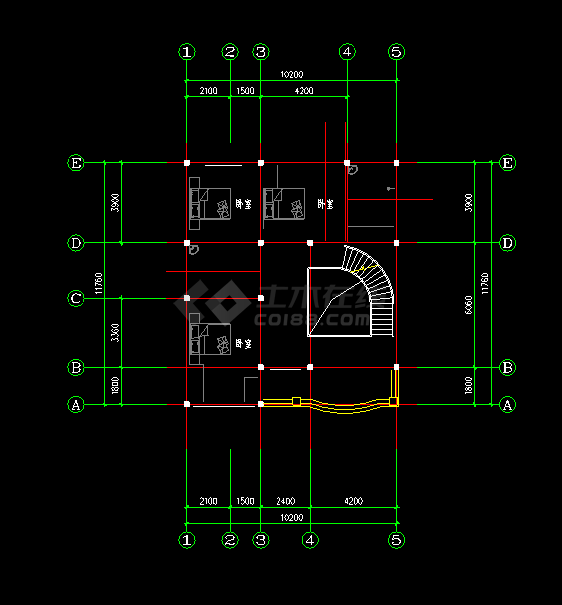 欧式别墅建筑cad设计施工方案图纸-图二