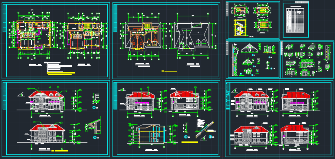 某地三套完整的小别墅CAD施工图_图1