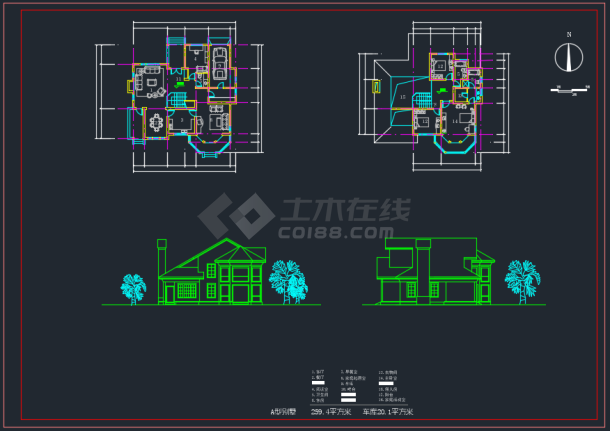 南京某地十四套别墅建筑CAD施工图-图二